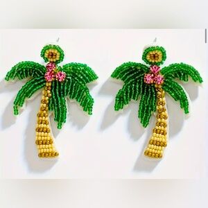 tropical vacation palm tree earrings cruise beaded boho bohemian rare beach tree